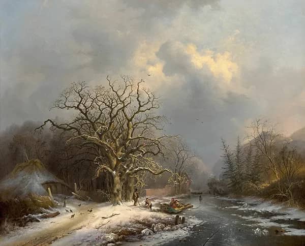 The Woodcutters on the Ice | Oil Painting Reproduction