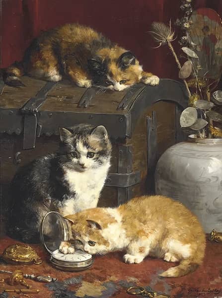 What Time is it 1903 by Charles van den Eycken | Oil Painting Reproduction