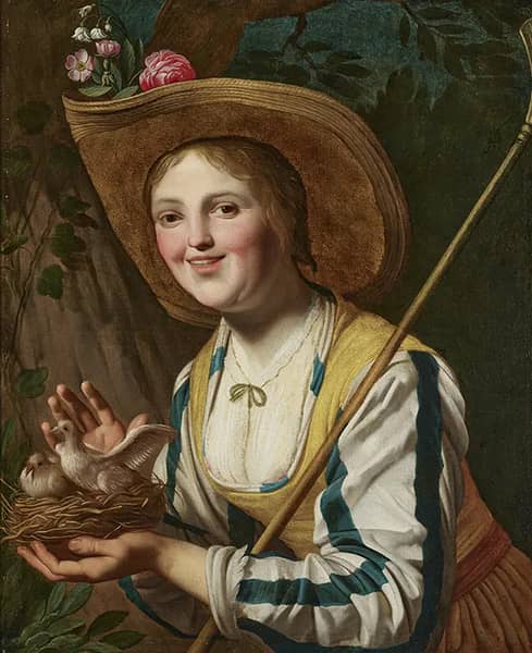 Shepherdess Holding a Bird's Nest | Oil Painting Reproduction