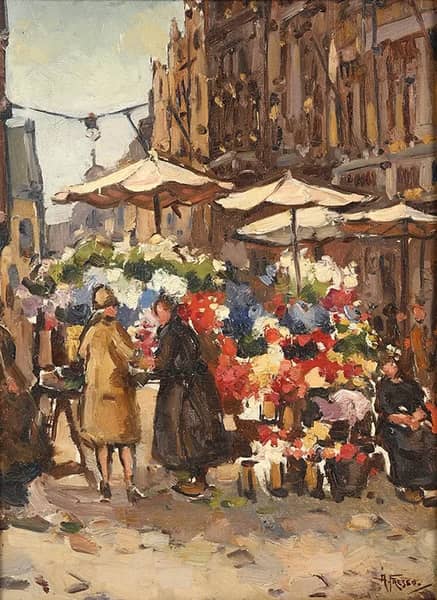 Flower Stall by Abraham Fresco | Oil Painting Reproduction