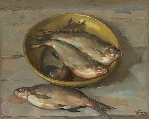 Herring in a Bowl by Abraham Fresco | Oil Painting Reproduction