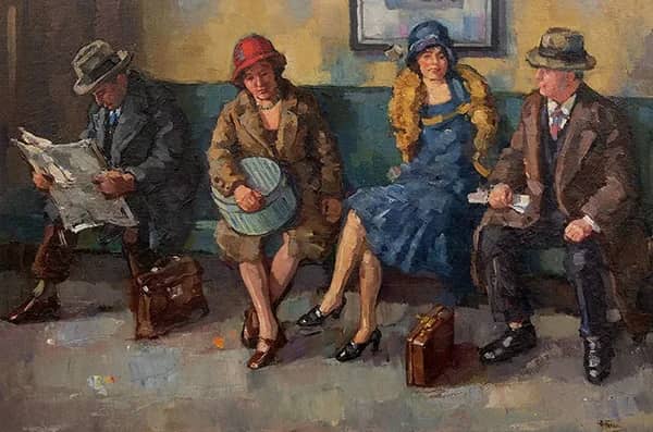 Travellers in a Station by Abraham Fresco | Oil Painting Reproduction