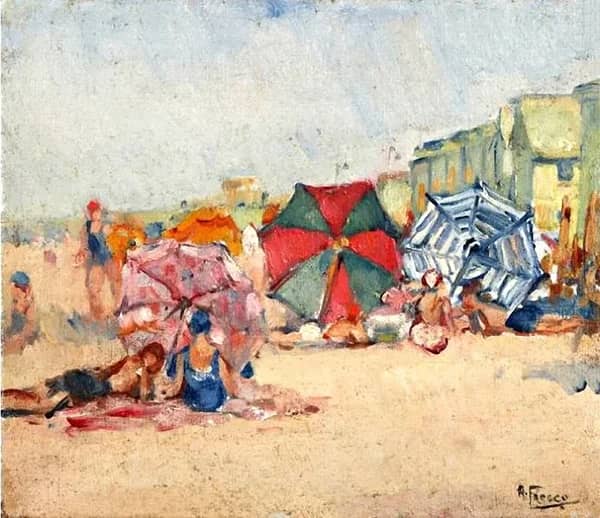 Under the Parasol on a Summer Beach Day | Oil Painting Reproduction