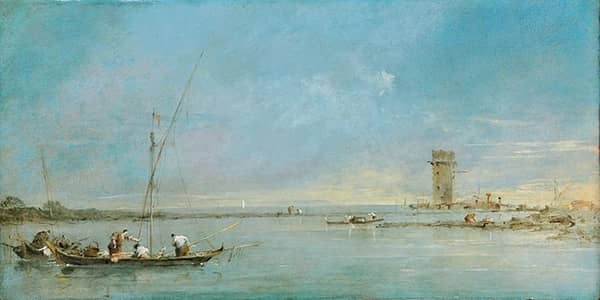 View of the Venetian Lagoon with the Tower of Malghera | Oil Painting Reproduction