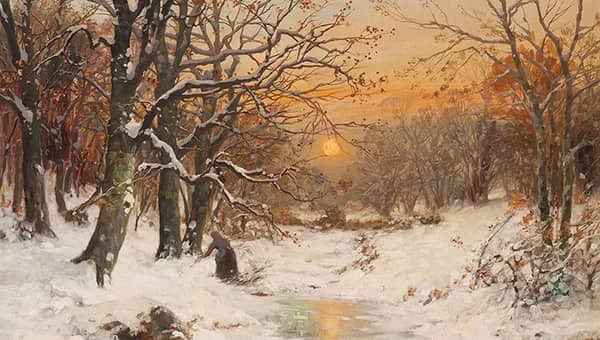 A Woman in a Winter Forest by Alois Arnegger | Oil Painting Reproduction