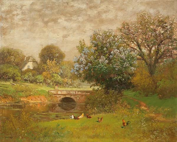 River Landscape in Spring by Alois Arnegger | Oil Painting Reproduction