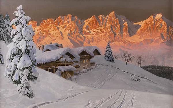 Winter Mountain Landscape II by Alois Arnegger | Oil Painting Reproduction