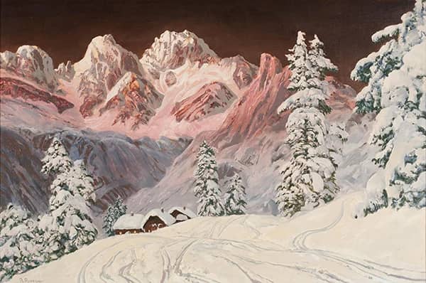 Winter Mountain Landscape by Alois Arnegger | Oil Painting Reproduction