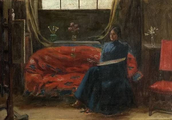 Female Painter in Studio by Jacob Bratland | Oil Painting Reproduction