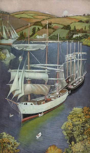 Brigs on the Fowey Estuary c1919 | Oil Painting Reproduction