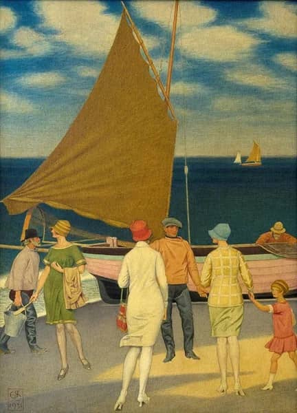 Fishermen and Visitors 1931 | Oil Painting Reproduction