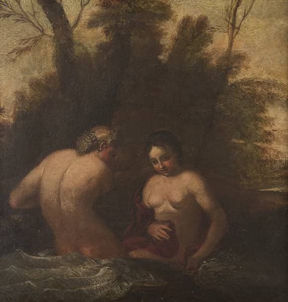 Two Bathing Nymphs by Francesco Albani | Oil Painting Reproduction