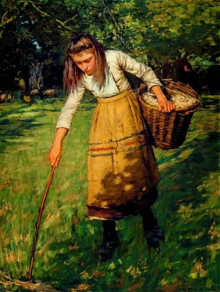 Gathering Wool by Henry Herbert la Thangue | Oil Painting Reproduction