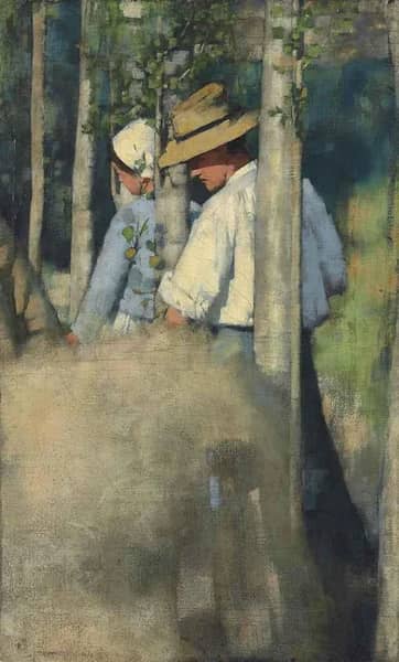 In the Fields by Henry Herbert la Thangue | Oil Painting Reproduction
