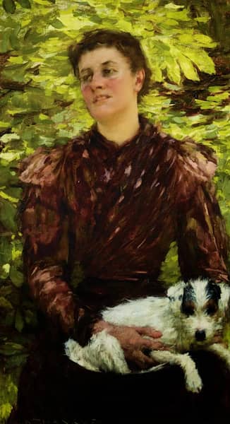 The Puppy by Henry Herbert la Thangue | Oil Painting Reproduction