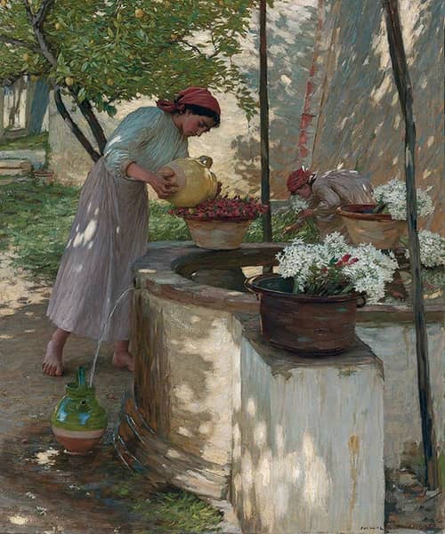 Winter in Liguria by Henry Herbert la Thangue | Oil Painting Reproduction