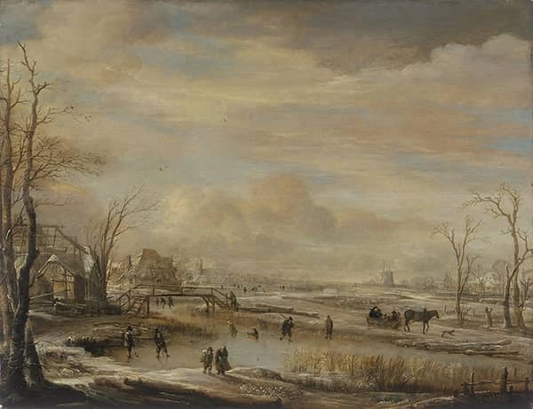 Frozen River with a Footbridge | Oil Painting Reproduction