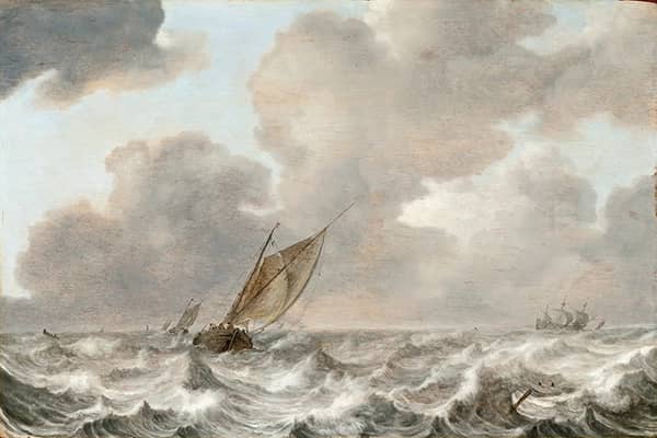 Vessels in a Moderate Breeze by Jan Porcellis | Oil Painting Reproduction
