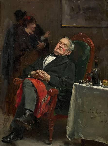 Couple Embracing Behind a Sleeping Man 1878 | Oil Painting Reproduction