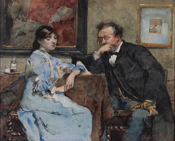 The Conversation 1880 by David Oyens | Oil Painting Reproduction