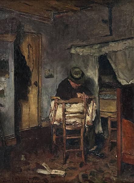 The Man in a Hat Fastening His Luggage | Oil Painting Reproduction