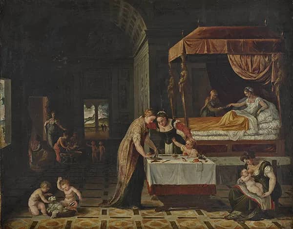 A Birth by Lambert Sustris | Oil Painting Reproduction