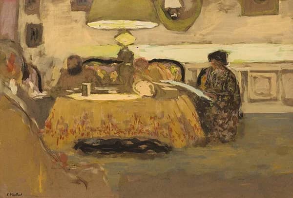 Interior with Figures Under a Lamp | Oil Painting Reproduction