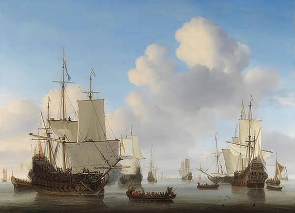 Dutch Ships on a Calm Sea c1665 | Oil Painting Reproduction
