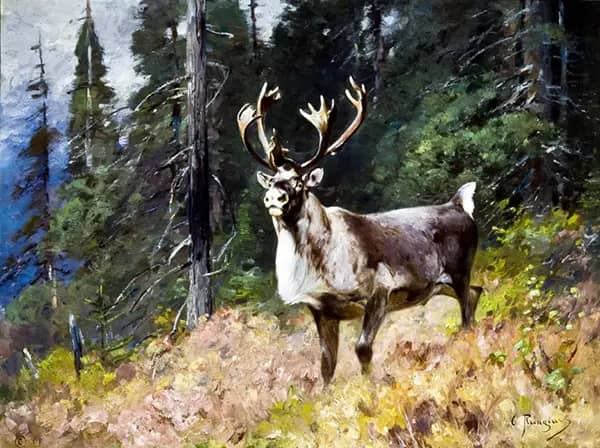 Woodland Stag by Carl Rungius | Oil Painting Reproduction
