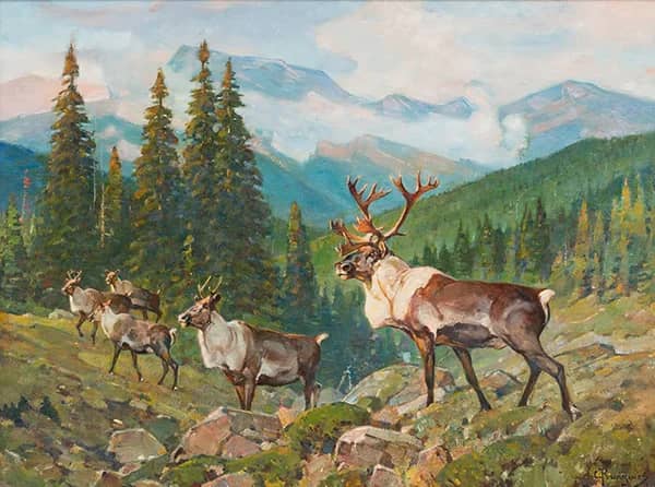 Mountain Caribou by Carl Rungius | Oil Painting Reproduction