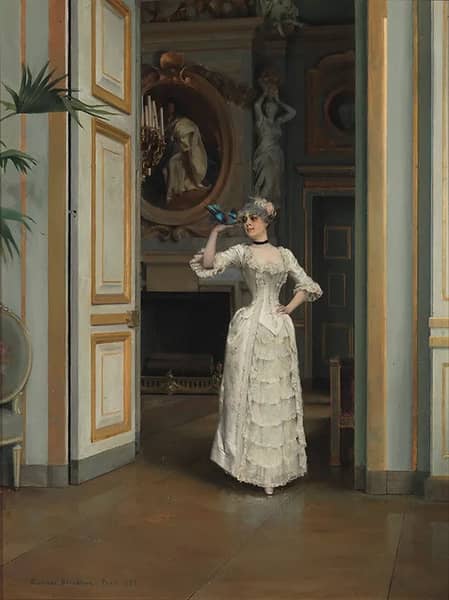 Woman with a Bird at the Castle of Maison Laffitte 1882 | Oil Painting Reproduction