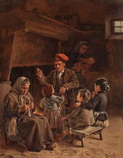 Interior of a Peasant Home 1891 by Joan Brull | Oil Painting Reproduction