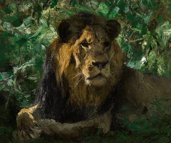 Resting Lion by Wilhelm Kuhnert | Oil Painting Reproduction
