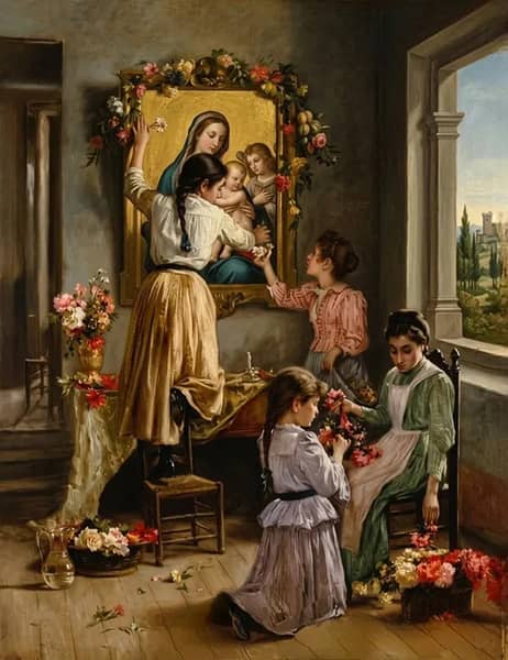 Month of Mary 1893 by Joan Brull | Oil Painting Reproduction