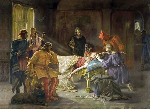 The Tonsure of King Wamba 1894 by Joan Brull | Oil Painting Reproduction