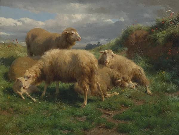 A Landscape with Sheep 1837 by Rosa Bonheur | Oil Painting Reproduction