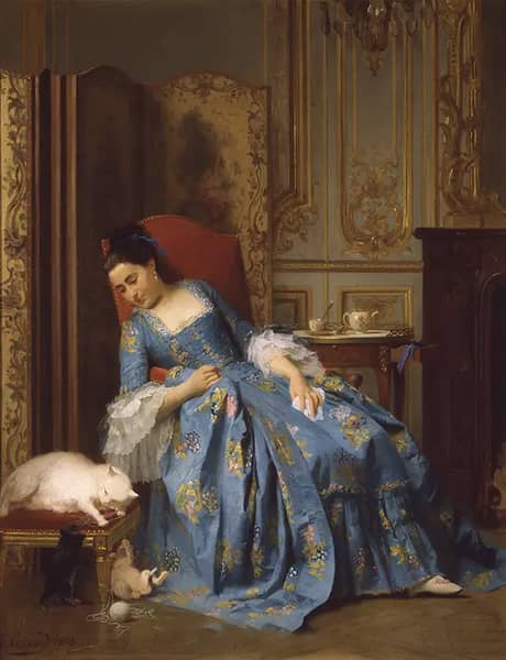 The Ball of Yarn 1863 by Joseph Caraud | Oil Painting Reproduction