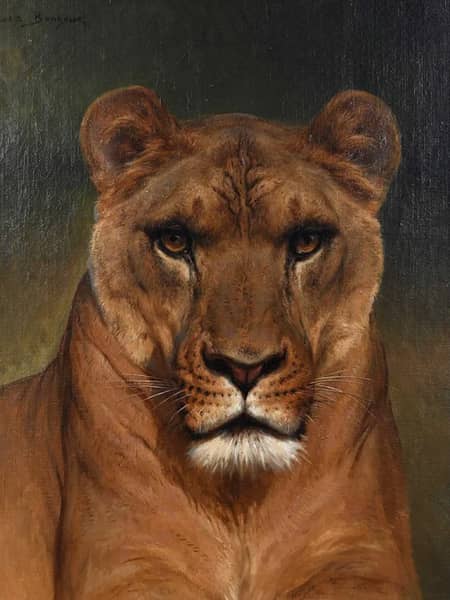 Lioness Head by Rosa Bonheur | Oil Painting Reproduction