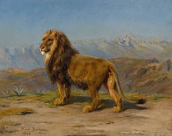 Lion in a Mountainous Landscape 1880 | Oil Painting Reproduction
