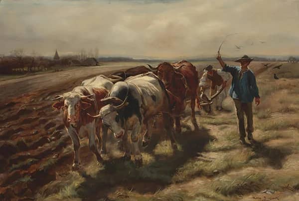 Oxen Plowing 1875 by Rosa Bonheur | Oil Painting Reproduction