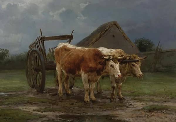 Oxen Pulling a Cart by Rosa Bonheur | Oil Painting Reproduction