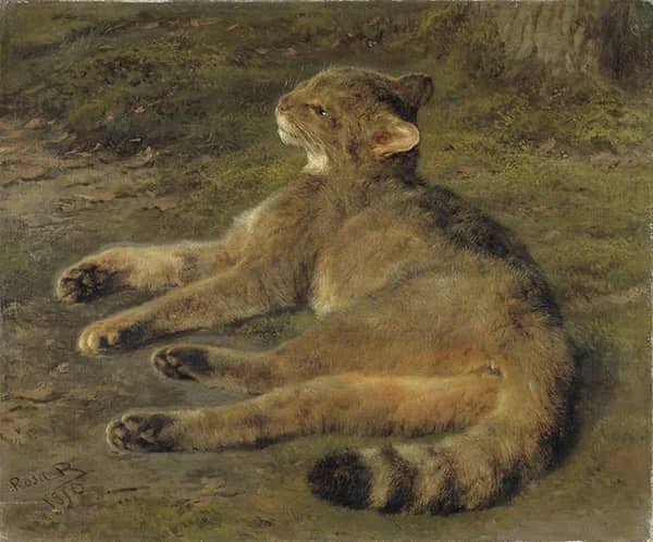 Wild Cat 1850 by Rosa Bonheur | Oil Painting Reproduction