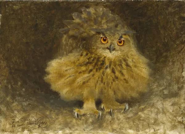 An Eagle Owl 1905 by Bruno Liljefors | Oil Painting Reproduction