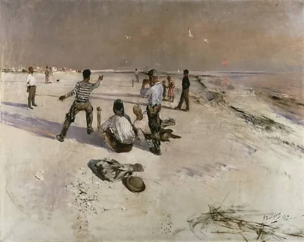 Beach Game 1888 by Bruno Liljefors | Oil Painting Reproduction