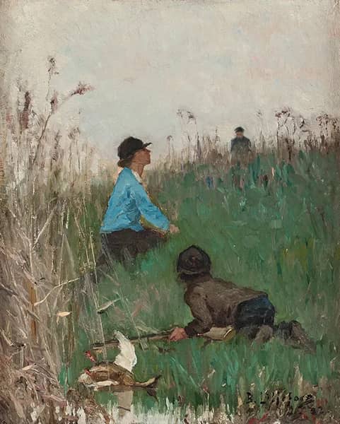 Boys Poaching 1882 by Bruno Liljefors | Oil Painting Reproduction
