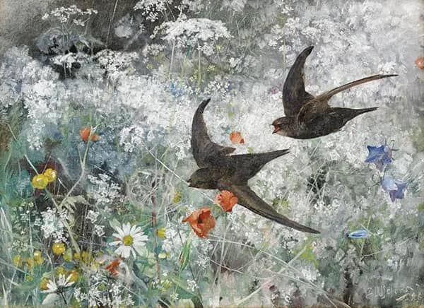 Common Swifts 1886 by Bruno Liljefors | Oil Painting Reproduction