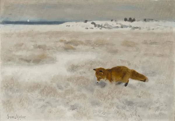 Fox Hunting for Rats by Bruno Liljefors | Oil Painting Reproduction