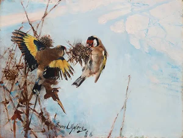 Goldfinches 1888 by Bruno Liljefors | Oil Painting Reproduction