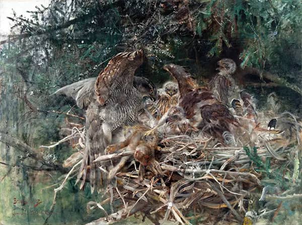 Hawk's Nest 1886 by Bruno Liljefors | Oil Painting Reproduction
