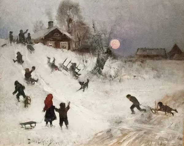 Sledging 1882 by Bruno Liljefors | Oil Painting Reproduction